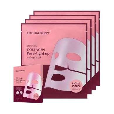 EQQUALBERRY BOUNCY DAY COLLAGEN PORE TIGHT UP HYDROGEL MASK x 4 SHEETS