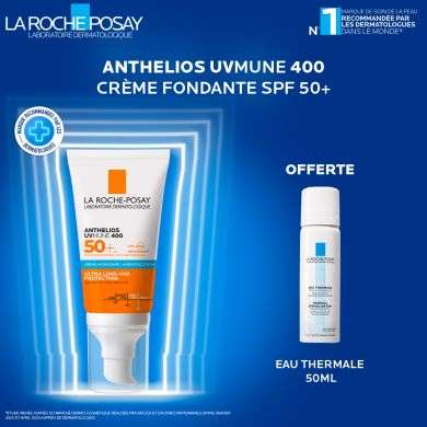 LA ROCHE POSAY OFFRE ANTHELIOS UVMUNE 400 CREME HYDRATANTE SPF 50+ INVISIBLE 50 ML + EAU THERMALE 50ML OFFERT