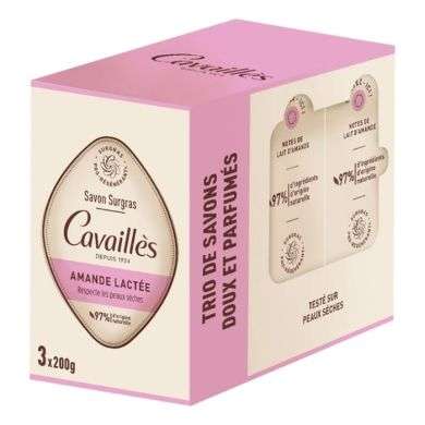 ROGE CAVAILLES TRIO DE SAVONS DOUX ET PARFUMES AMANDE LACTEE 3 x 200G 
