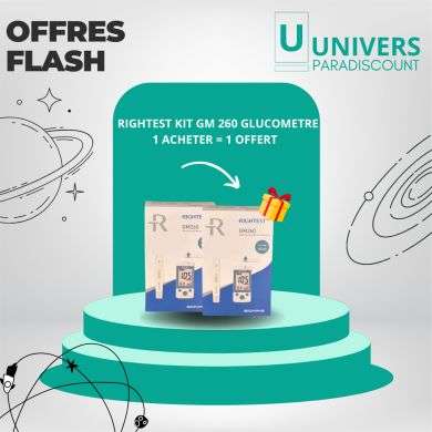 BIONIME OFFRE 1 RIGHTEST KIT GM 260 GLUCOMETRE LECTEUR DE GLYCEMIE + 10 BANDELETTES + STYLO AUTOPIQUEUR + 10 LANCETTES ACHETER 1