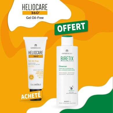 CANTABRIA OFFRE HELIOCARE 360 GEL OIL FREE SPF 50+ BIRETIX NETTOYANT 200ML OFFERT