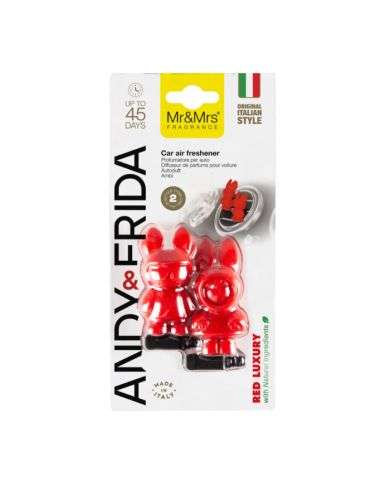 MR AND MRS FRAGRANCE ANDY AND FRIDA DESODORISANT POUR VOITURE RED LUXURY