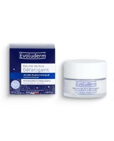EVOLUDERM BAUME DE NUIT DEFATIGANT A L ACIDE HYALURAUNIQUE ET L HUILE D AVOVAT 50 ML