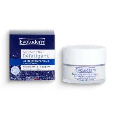 EVOLUDERM BAUME DE NUIT DEFATIGANT A L ACIDE HYALURAUNIQUE ET L HUILE D AVOVAT 50 ML