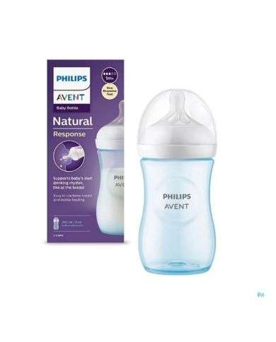 AVENT NATURAL RESPONSE BIBERON 1MOIS+ 260ML BLEU