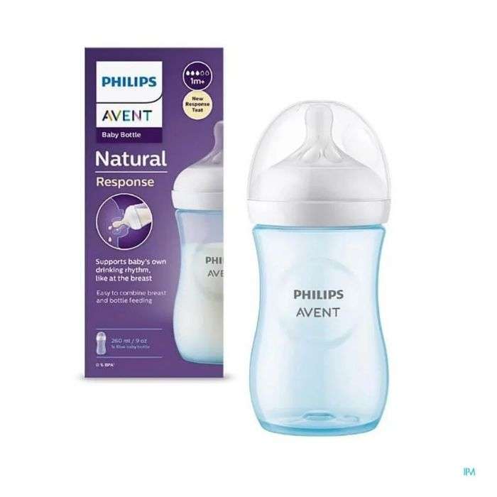 AVENT NATURAL RESPONSE BIBERON 1MOIS+ 260ML BLEU