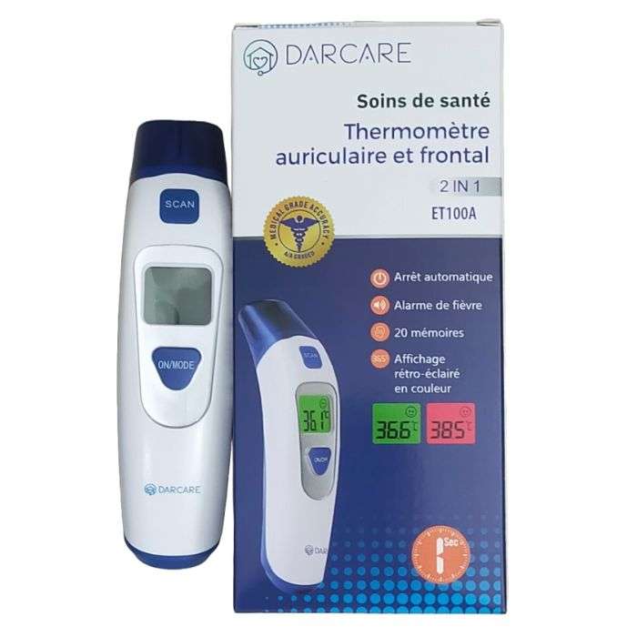 DARCARE THERMOMETRE AURICULAIRE ET FRONTAL 2 EN 1