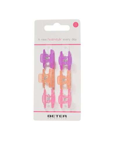 BETER MINI PINCES CHEVEUX RECTANGULAIRES LOT DE 6 PIECES REF 19202