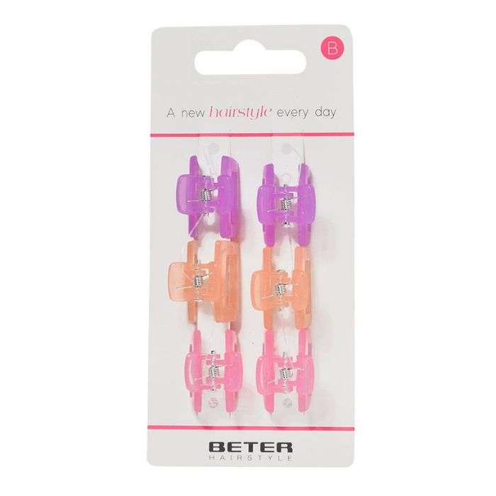 BETER MINI PINCES CHEVEUX RECTANGULAIRES LOT DE 6 PIECES REF 19202