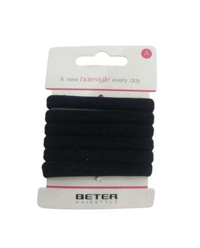 BETER ELASTIQUE CHEVEUX NOIR PACK DE 6 REF 19212
