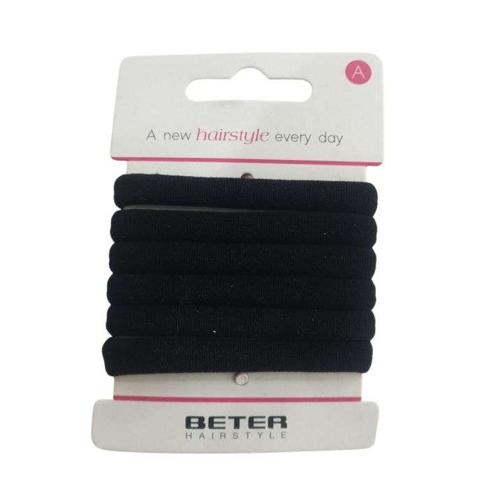 BETER ELASTIQUE CHEVEUX NOIR PACK DE 6 REF 19212
