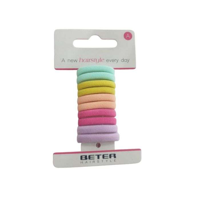 BETER ELASTIQUE CHEVEUX MULTICOLORE PACK DE 10 REF 19206