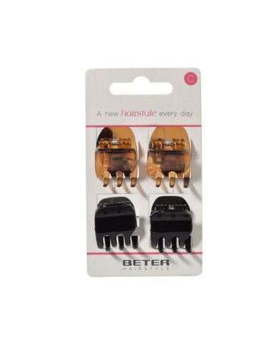 BETER PINCES A GRIFFE CHEVEUX NOIR ET MARRON LOT DE 4 REF 19234
