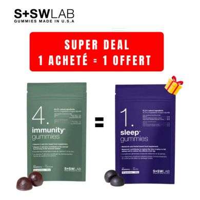 SSWLAB OFFRE 1 IMMUNITY4 GUMMIES 126G 42 GUMMIES GOUT FRAMBOISE ACHETER + 1 SLEEP 42 GUMMIES OFFERT