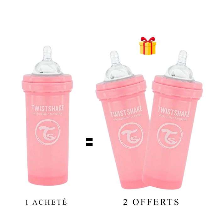 TWISTSHAKE OFFRE 1 BABY BOTTLE ANTI COLICALL IN ONE 260 ML 2M+ ROSE + 2 OFFERTS