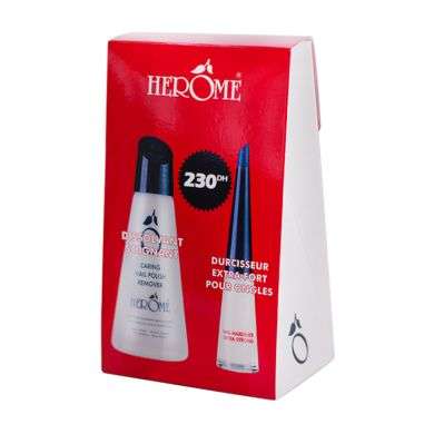 HEROME OFFRE DISSOLVANT SOIGNANT 120ML + DURCISSEUR EXTRA FORT POUR ONGLES 10ML