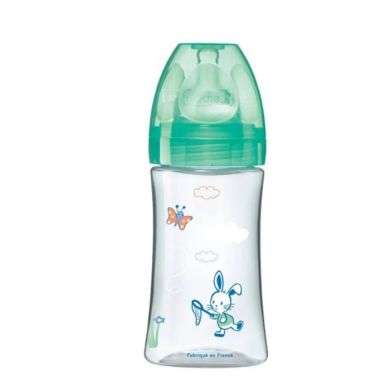 DODIE BIBERON ANTI COLIQUE TETINE RONDE 3 VITESSES + 270ML VERT LAPIN 0-6 MOIS