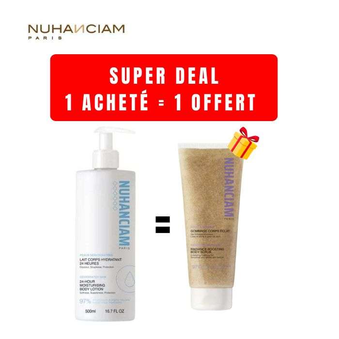 NUHANCIAM OFFRE LAIT CORPS HYDRATANT 24 HEURES 500ML + GOMMAGE CORPS 50ML OFFERT