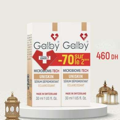 GALBY OFFRE DUO UNISKIN MICROBIOME TECH SERUM DEPIGMENTANT ECLAIRCISSANT 30 ML LE 2 EME -70%
