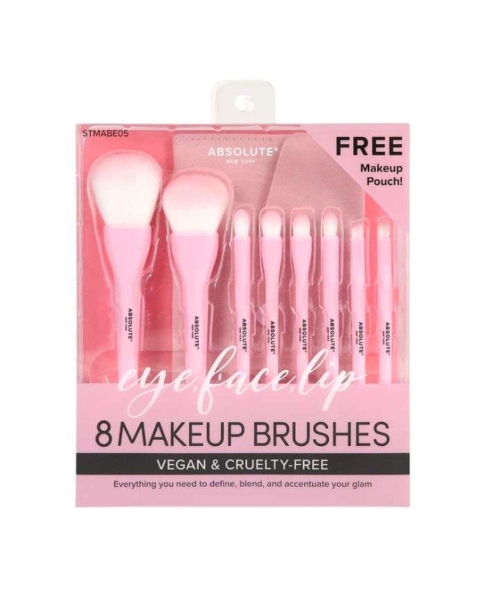 ABSOLUTE NEW YORK YEUX VISAGE LEVRE SET DE 8 BROSSES DE MAQUILLAGE