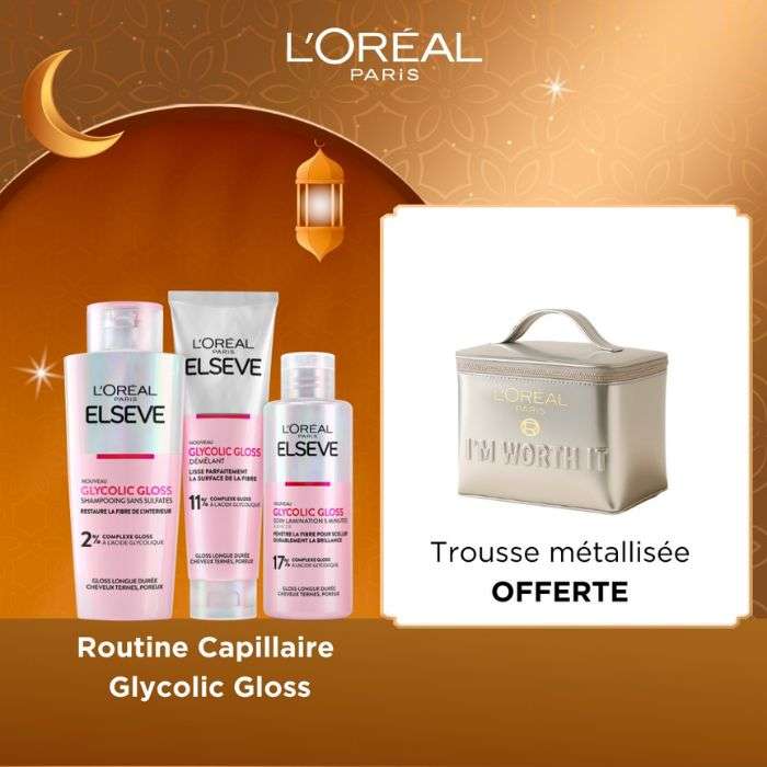 ELSEVE ROUTINE CAPILLAIRE GLYCOLIC GLOSS + TROUSSE ELSEVE OFFERTE