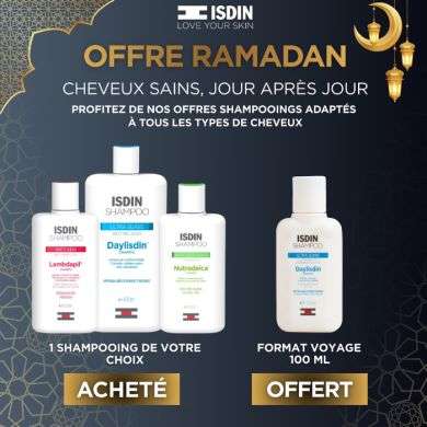 ISDIN OFFRE WEB LAMBDAPIL SHAMPOING ANTI CHUTE 200 ML + DAYLISDIN 100ML OFFERT
