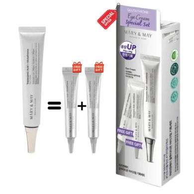 MARY AND MAY OFFRE SPECIAL TRANEXAMIC ACID + GLUTATHIONE CREME YEUX 30 G + 2 FORMAT 12 G OFFERT