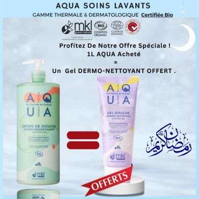 MKL OFFRE AQUA CREME DE DOUCHE DERMO NOURRISSANTE 1L + GEL DERMO NETTOYANT