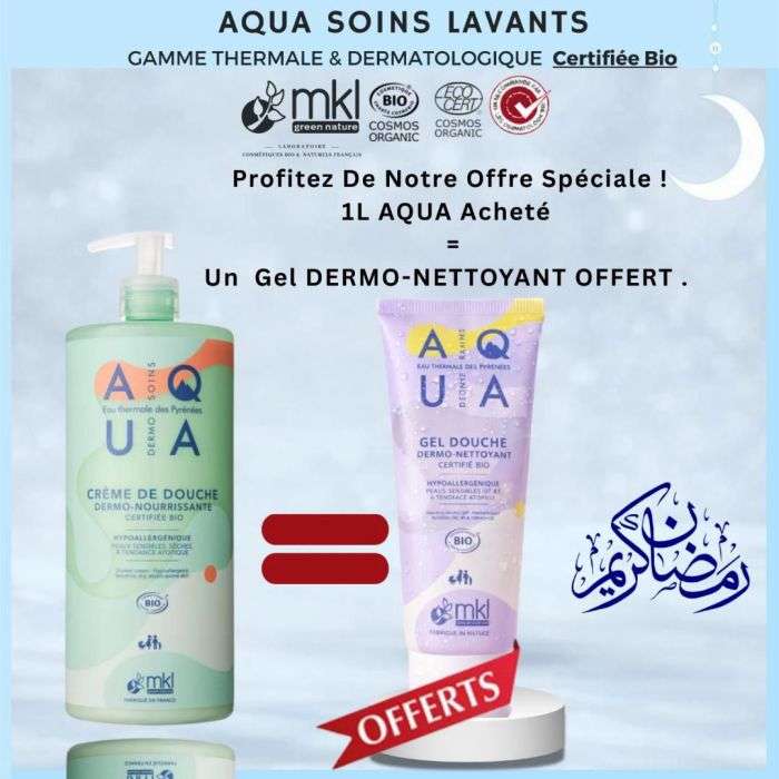 MKL OFFRE AQUA CREME DE DOUCHE DERMO NOURRISSANTE 1L + GEL DERMO NETTOYANT