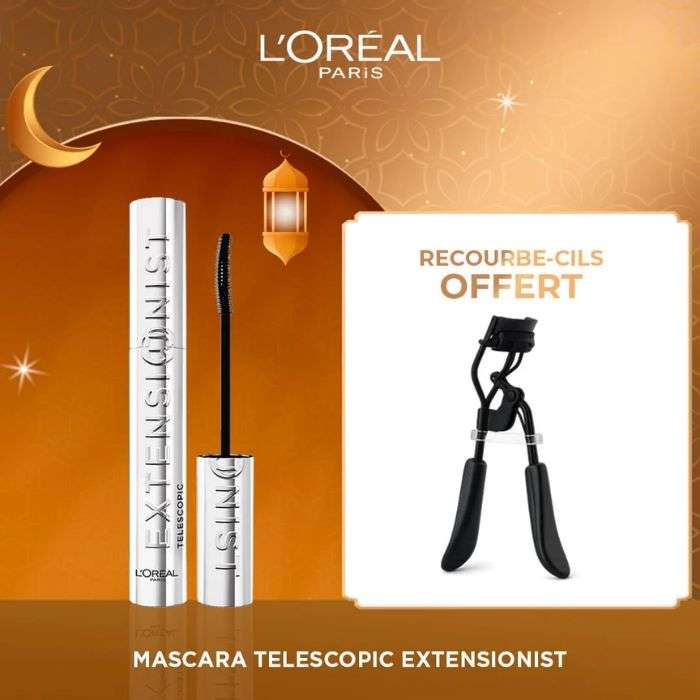 L'OREAL PARIS OFFRE EXTENSIONIST MASCARA TELESCOPIC NOIR + RECOURBE CILS OFFERT