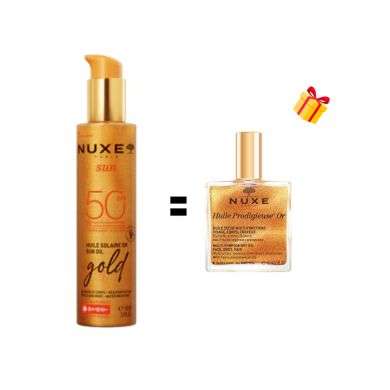 NUXE OFFRE SUN SPF50 HUILE SOLAIRE GOLD 150 ML + HUILE PRODIGIEUSE OR 10 ML OFFERTE