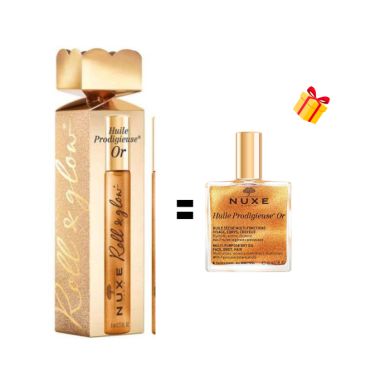 NUXE OFFRE HUILE PRODIGIEUSE OR ROLL AND GLOW 8 ML + HUILE PRODIGIEUSE OR 10ML OFFERTE