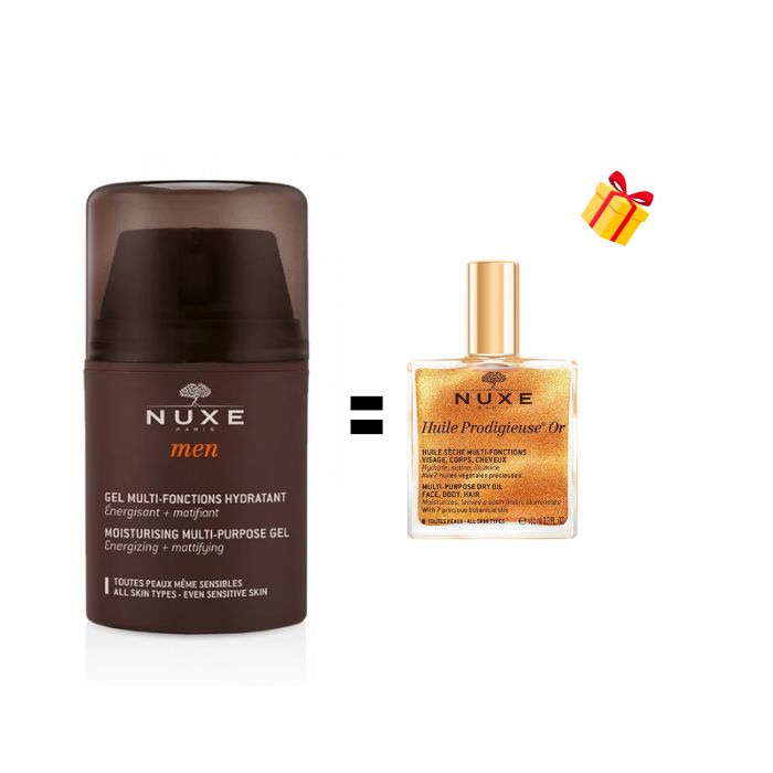 NUXE OFFRE MEN GEL MULTI FONCTIONS HYDRATANT 50 ML + HUILE PRODIGIEUSE OR 10ML OFFERTE