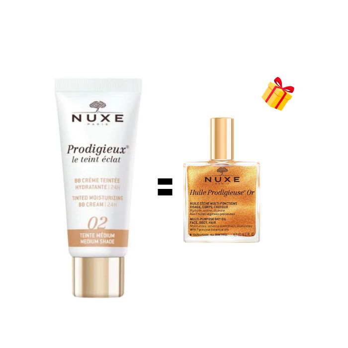 NUXE PRODIGIEUX LE TEINT ECLAT 02 BB CREME HYDRATANTE MEDIUM 30 ML