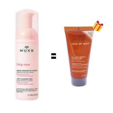 NUXE OFFRE VERY ROSE MOUSSE AERIENNE NETTOYANTE 150ML + HUILE PRODIGIEUSE OR 10ML OFFERTE