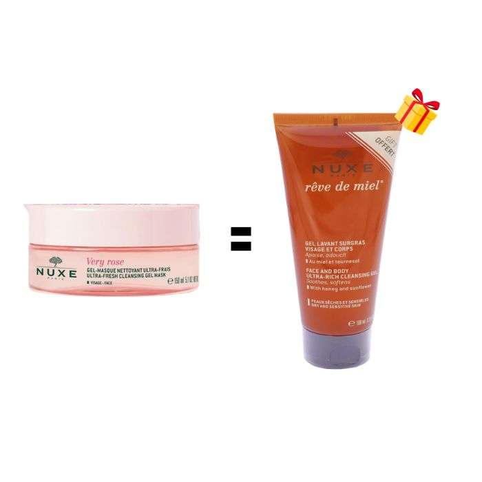 NUXE OFFRE VERY ROSE Gel-Masque Nettoyant Ultra-frais + GEL LAVANT SURGRAS VISAGE ET CORPS 100 ML