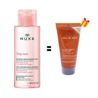 NUXE OFFRE VERY ROSE EAU MICELLAIRE APAISANTE 3 EN 1 400 ML + GEL LAVANT SURGRAS VISAGE ET CORPS 100 ML