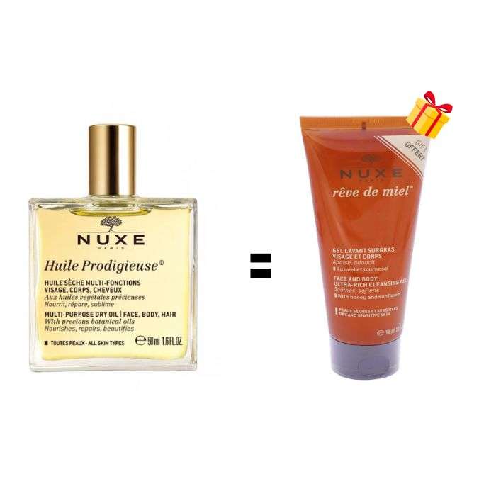 NUXE OFFRE HUILE PRODIGIEUSE 50 ML+ GEL LAVANT 100ML OFFERTE