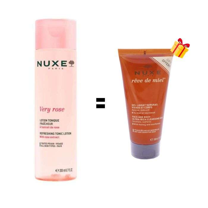 NUXE OFFRE LOTION TONIQUE FRAICHEUR TOUTES PEAUX 200 ML + GEL LAVANT 100 ML OFFERT