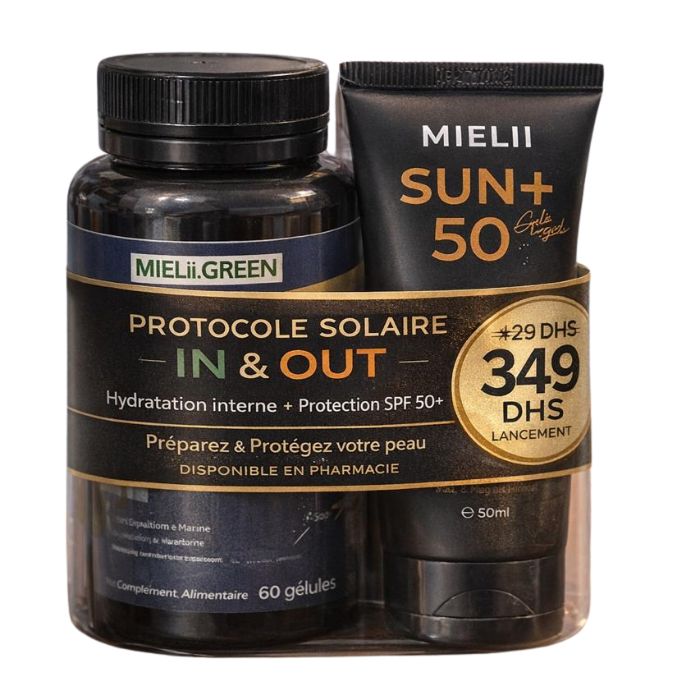 MIELLI DUO SUN+50 ECRAN SOLAIRE SPF 50 ET ACIDE HYALURAUNIQUE COLLAGENE MARIN 60 GELULES