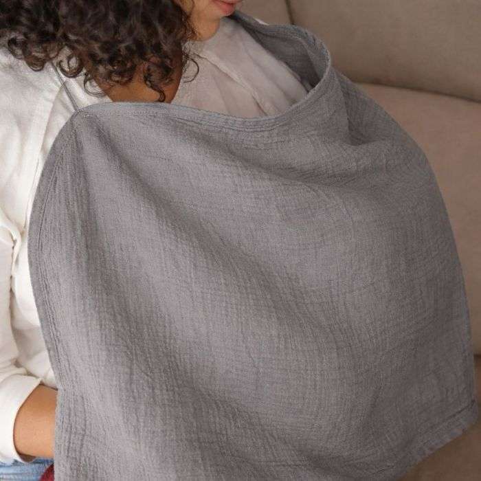 BAMBIDOU TABLIER ALLAITEMENT EN GAZE GRIS