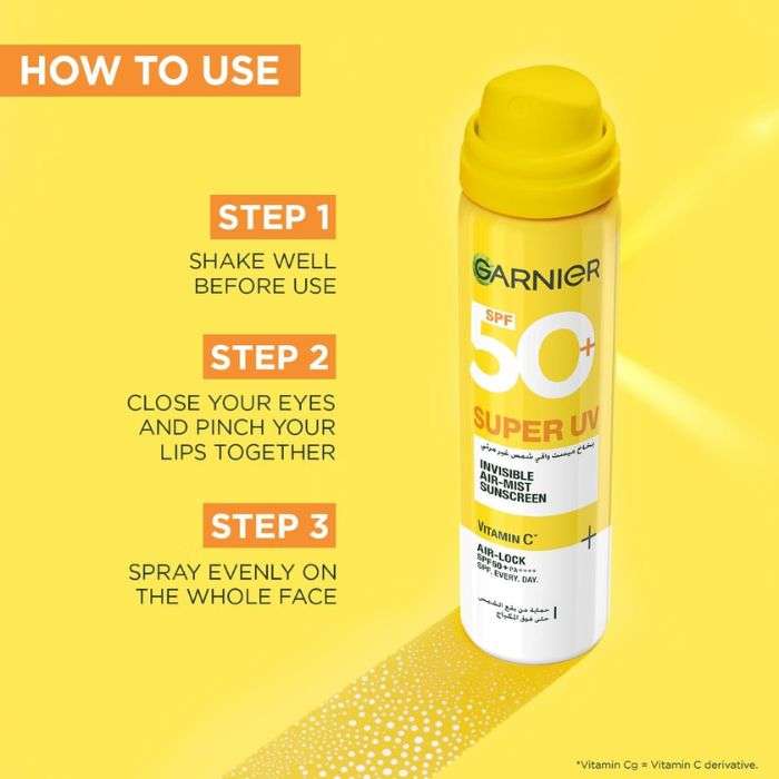 GARNIER SUPER UV SPF 50+ INVISIBLE AIR MIST SUNSCREEN VITAMINE C 75 ML
