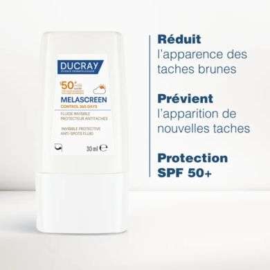 DUCRAY MELASCREEN SPF 50+ FLUIDE INVISIBLE PROTECTEUR ANTI TACHES ACIDE AZELAIC 30 ML
