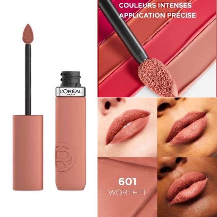 L'OREAL PARIS INFAILLIBLE LIQUIDE RESISTANCE ROUGE A LEVRE 601 + MINI MASCARA ET TROUSSE OFFERTES