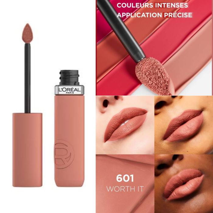 L'OREAL PARIS INFAILLIBLE LIQUIDE RESISTANCE ROUGE A LEVRE 601 + MINI MASCARA ET TROUSSE OFFERTES