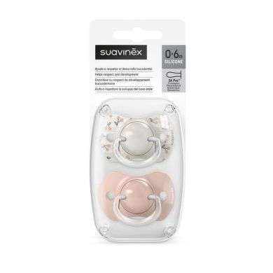 SUAVINEX LOT DE 2 SUCETTES SYMETRIQUE SX PRO 0-6 MOIS ROSE