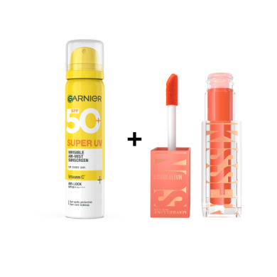 MAYBELLINE PACK DE SUNKISSED MATTE BLUSH 30 + GARNIER SUPER UV SPF 50 INVISIBLE AIR MIST SUNSCREEN 75 ML