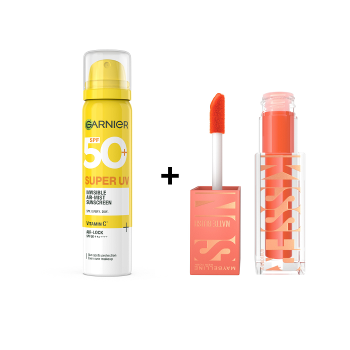 MAYBELLINE PACK DE SUNKISSED MATTE BLUSH 31 + GARNIER SUPER UV SPF 50 INVISIBLE AIR MIST SUNSCREEN 75 ML