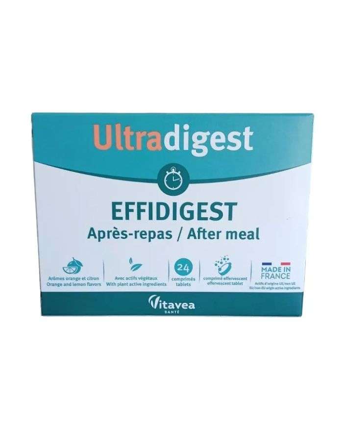 VITAVEA ULTRADIGEST EFFIDIGEST APRES REPAS 24 COMPRIMES TABLETS AROMES ORANGE ET CITRON