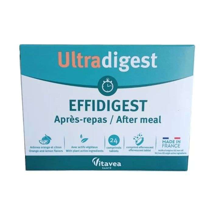 VITAVEA ULTRADIGEST EFFIDIGEST APRES REPAS 24 COMPRIMES TABLETS AROMES ORANGE ET CITRON